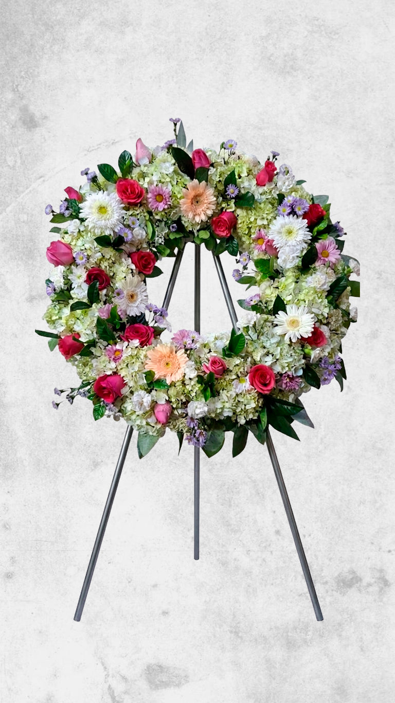 Corona Floral Elegancia Rosada